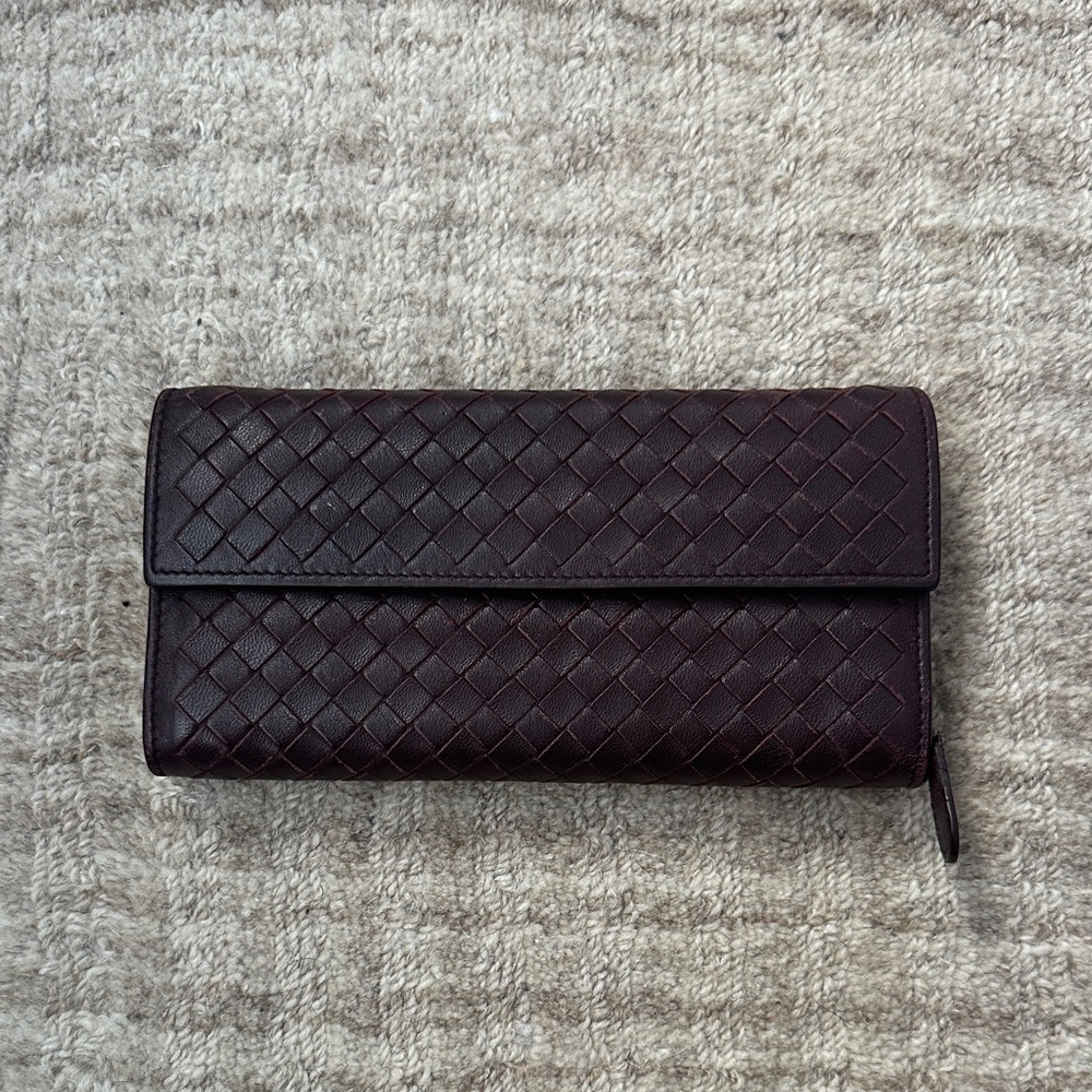 Bottega Veneta Dark Brown Woven Wallet